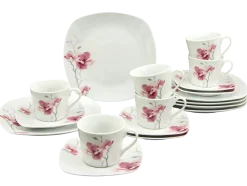 CreaTable 18-tlg Kaffeeservice Aiko Weiß-Rosa