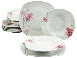 CreaTable 12-tlg Tafelservice Aiko Weiß-Rosa