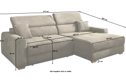Ecksofa Slider mit Funktionen Cord Taupe