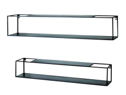 2er Set Wandregal Leicester Schwarz