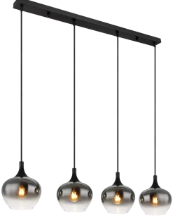 Globo 4-flg Pendelleuchte Maxy Rauchglas