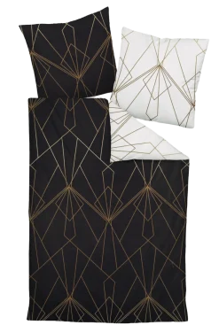 Janine Mako-Satinbettwäsche Bronze-Schwarz 135 x 200 cm