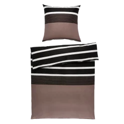 Janine Satin Bettwäsche Nougat-Schwarz 135 x 200 cm