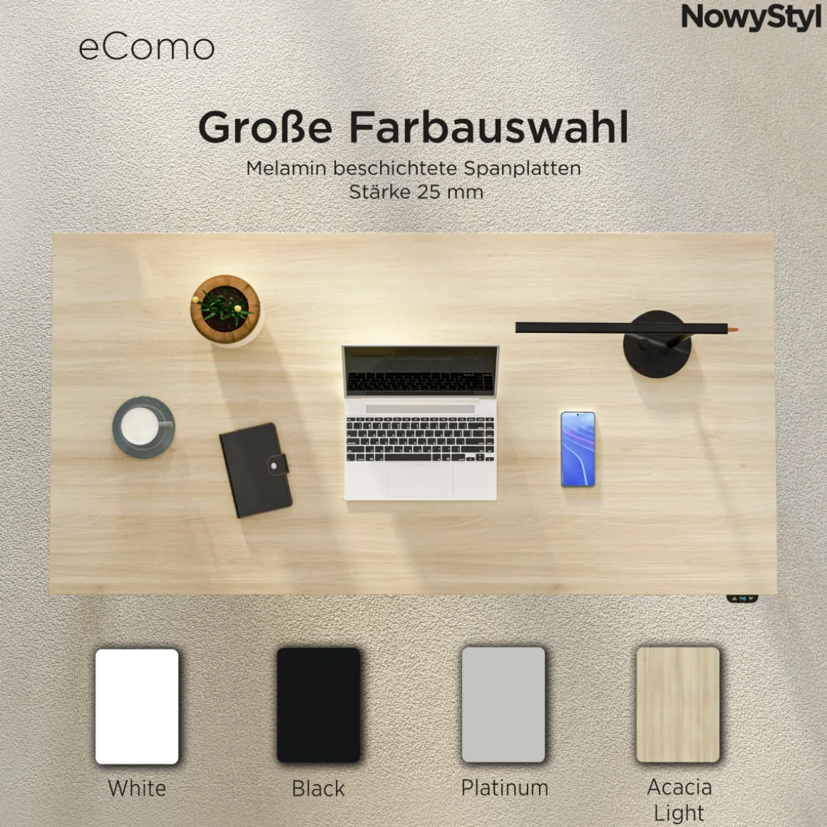 Schreibtisch eComo Schwarz 140 x 70 cm