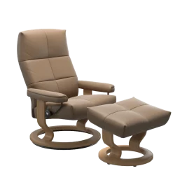 Stressless Sessel David M Classic mit Hocker Almond