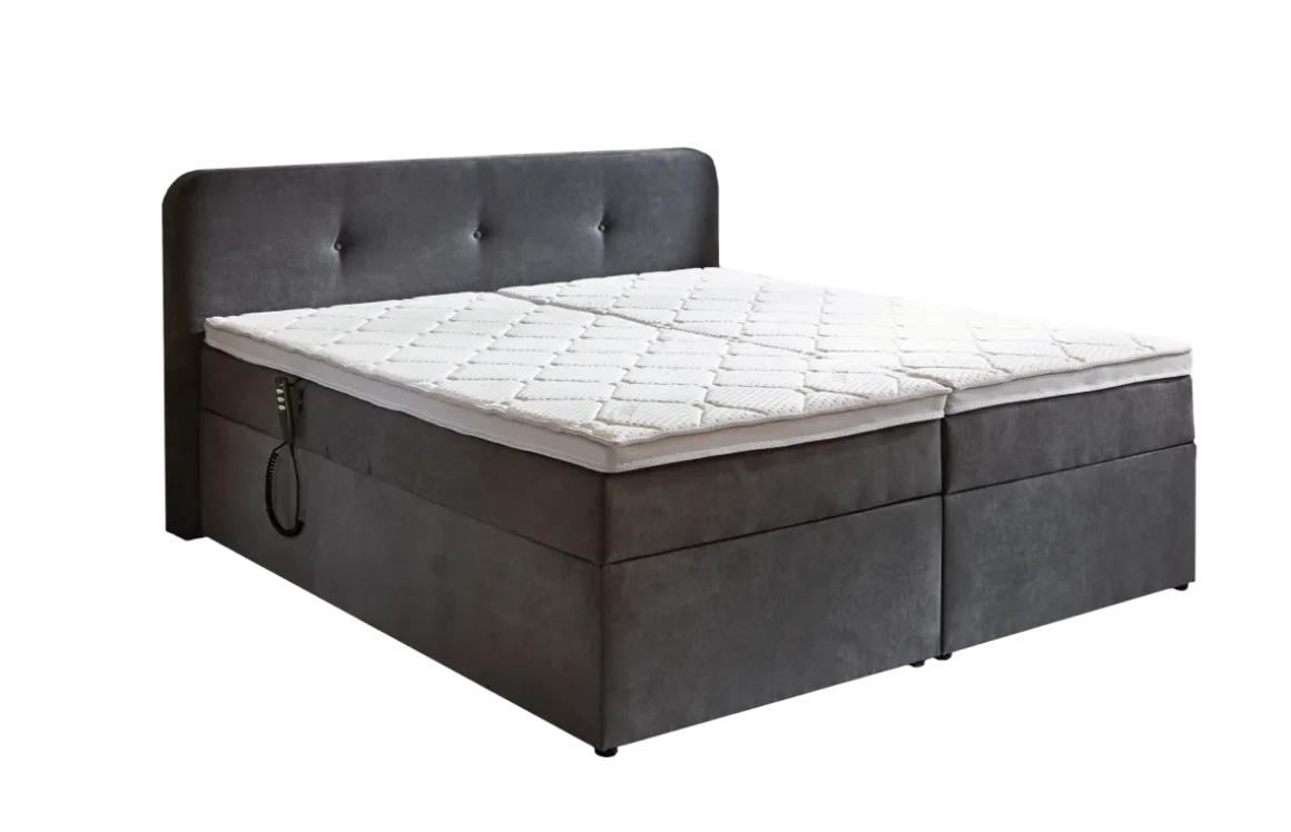 Sun Garden Boxspringbett Gabriola mit Bettkasten Grau 180x200 cm