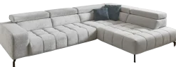 Systempolster Ecksofa 23009 Silber mit Funktionen