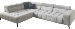 Systempolster Ecksofa 23009 Silber mit Funktionen