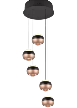 TRIO 5-flg runde LED Pendelleuchte Orbit-S Schwarz