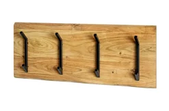 Wandgarderobe Rivera Akazie mit 4 Metallhaken