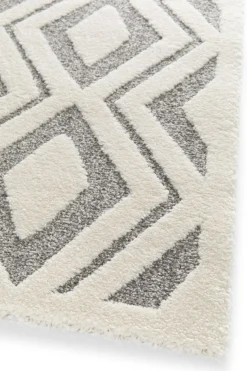 Webteppich Cocoon 3D Raute Design Braun Weiß 80 x 150 cm